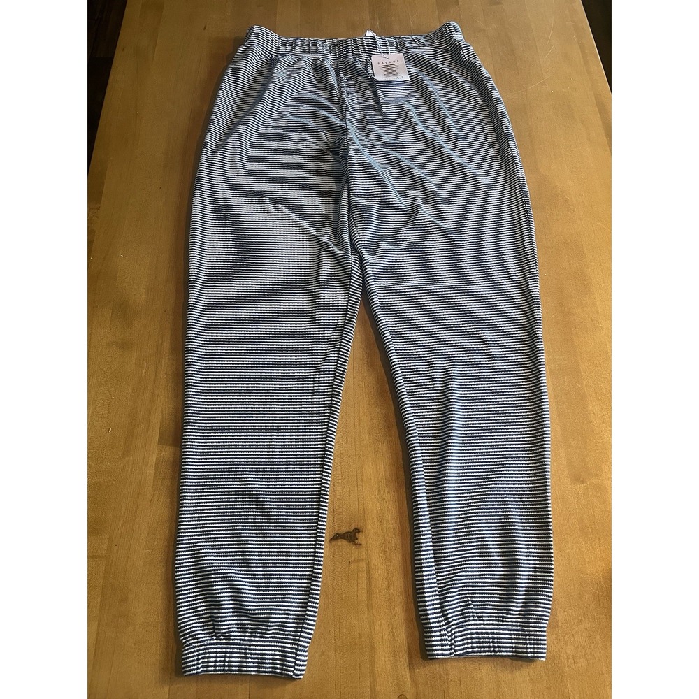 Savage X Fenty Sz L Midnight Cruise Sleep Pants Blue Stripe NWT Pajama Joggers